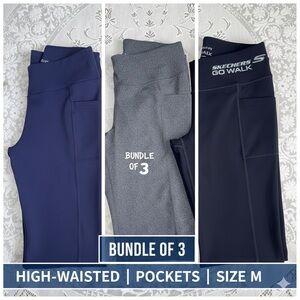 Skechers GOwalk Go Flex High Waisted Active Leggings Bundle 3 pairs size Medium